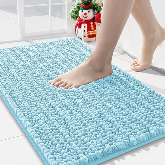 Arotive Luxury Chenille Bathroom Rug Mat, Extra Soft Thick Absorbent Shaggy Bath Rugs, Non-Slip Machine Wash Dry, Plush Bath Mats for Bathroom, Shower and Tub, 36x24, Blue