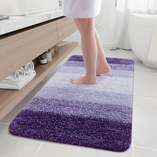 Arotive Microfiber Bathroom Rugs, Shaggy Soft and Absorbent Bath Rug, Non-Slip, Thick Plush Machine Washable Dry Bath Mats for Bathroom, Tub and Shower, 50x30, Dark Purple, Rectangular