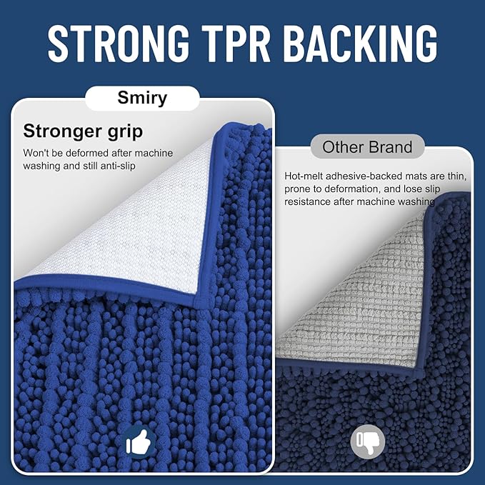 Smiry Bathroom Rugs Mat 30x20, Extra Soft Absorbent Chenille Bath Rugs, Non Slip Rubber Backing Machine Washable Quick Dry Bath Mats for Bathroom Floor, Tub, Shower, Home Decor Accessories, Royal Blue
