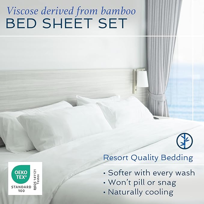 Hotel Sheets Direct 3 Piece Bed Sheet Set Twin Size, 100% Viscose Derived from Bamboo Sheets Set with 1 Pillowcase, Cooling & Breathable Luxury Bedding, Moisture-Wicking & Silky Soft Texture, Burgundy
