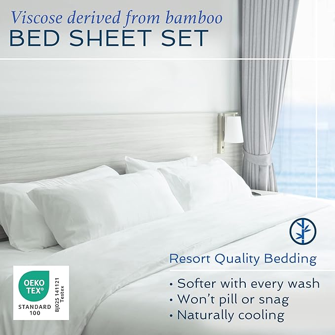 Hotel Sheets Direct 3 Piece Bed Sheet Set Twin Size, 100% Viscose Derived from Bamboo Sheets Set with 1 Pillowcase, Cooling & Breathable Luxury Bedding, Moisture-Wicking, Silky Soft Texture, Rose Pink