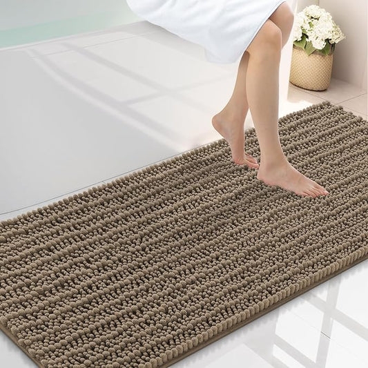 Smiry Bathroom Rugs Mat 59x24, Extra Soft Absorbent Chenille Bath Rugs, Non Slip Rubber Backing Machine Washable Quick Dry Bath Mats for Bathroom Floor, Tub, Shower, Home Decor Accessories, Camel