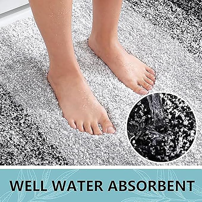 Arotive Microfiber Bathroom Rugs, Shaggy Soft and Absorbent Bath Rug, Non-Slip, Thick Plush Machine Washable Dry Bath Mats for Bathroom, Tub and Shower, 30x30, Black, Round