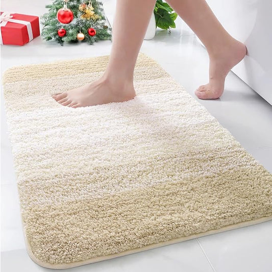 Arotive Microfiber Bathroom Rugs, Shaggy Soft and Absorbent Bath Rug, Non-Slip, Thick Plush Machine Washable Dry Bath Mats for Bathroom, Tub and Shower, 34x21, Light Beige, Rectangular