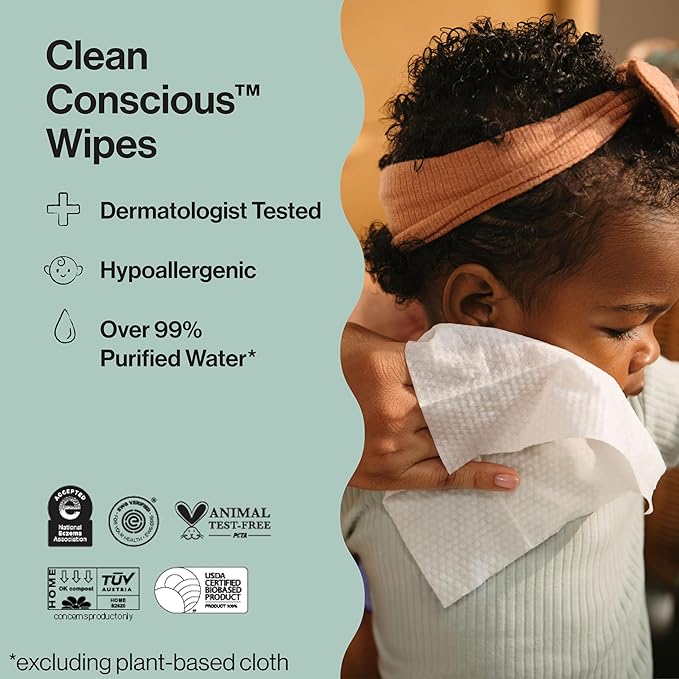 The Honest Company Hypoallergenic Multi-Use Baby Wipes for Sensitive Skin, Geo Mood, 576 Count