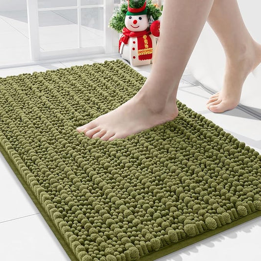 Arotive Luxury Chenille Bathroom Rug Mat, Extra Soft Thick Absorbent Shaggy Bath Rugs, Non-Slip Machine Wash Dry, Plush Bath Mats for Bathroom, Shower and Tub, 36x24, Willow Green