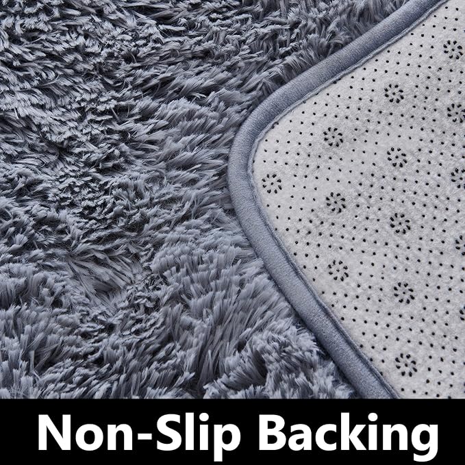 TABAYON Shag Area Rug, 4'x6' Grey Indoor Ultra Soft Plush Non-Skid Modern Nursery Faux Fur Rugs for Living Room, Kids Room Home Decor