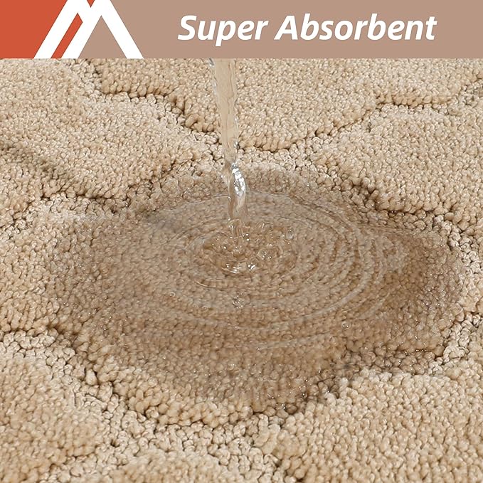 COSY HOMEER Kitchen Rugs Washable Non Slip Kitchen Mats for Floor Absorbent Kitchen Carpet 20" x 32" Soft Rugs for Kitchen,Sink Mat,Entrance,Area Rugs,Beige