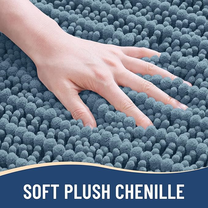Arotive Luxury Chenille Bathroom Rug Mat, Extra Soft Thick Absorbent Shaggy Bath Rugs, Non-Slip Machine Wash Dry, Plush Bath Mats for Bathroom, Shower and Tub, 47x24, Smoky Gray