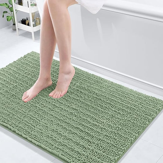 Arotive Luxury Chenille Bathroom Rug Mat, Extra Soft Thick Absorbent Shaggy Bath Rugs, Non-Slip Machine Wash Dry, Plush Bath Mats for Bathroom, Shower and Tub, 45x27, Sage Green