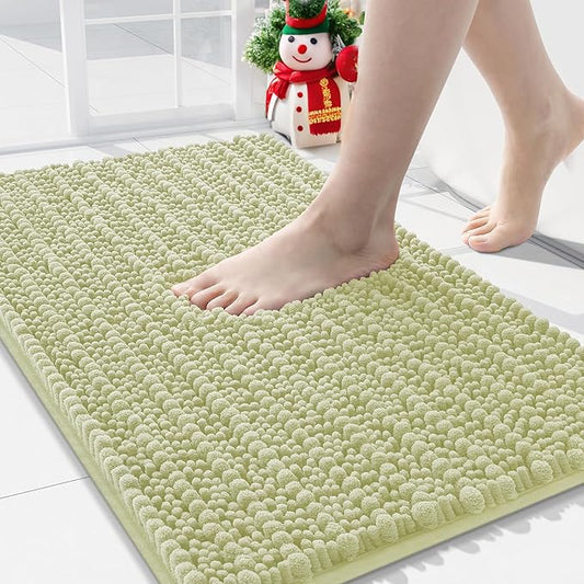 Arotive Luxury Chenille Bathroom Rug Mat, Extra Soft Thick Absorbent Shaggy Bath Rugs, Non-Slip Machine Wash Dry, Plush Bath Mats for Bathroom, Shower and Tub, 34x21, Vanilla