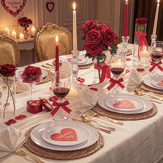 KIRE 100PCS Disposable Plates - White with Gold Rim for Christmas Party/Wedding - Includes 50Pieces 10.25inch Dinner and 50Pieces 7.5inch Dessert/Salad Plates