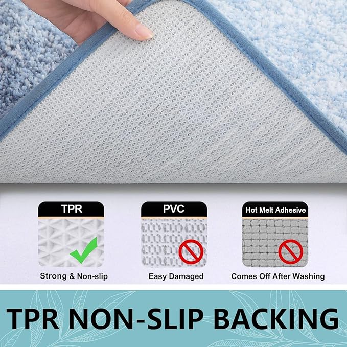 Arotive Microfiber Bathroom Rugs, Shaggy Soft and Absorbent Bath Rug, Non-Slip, Thick Plush Machine Washable Dry Bath Mats for Bathroom, Tub and Shower, 44x24, Light Blue, Rectangular