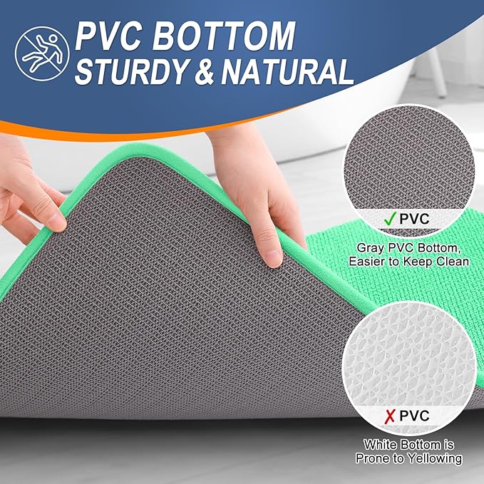 OLANLY Thick Memory Foam Bath Mat Rug 44x24, Extra Soft Absorbent Bathroom Rug, Quick Dry Bath Mats, Non-Slip, Machine Washable Carpet for Bathroom, Tub and Shower, Home Decor Accessories, Mint Green