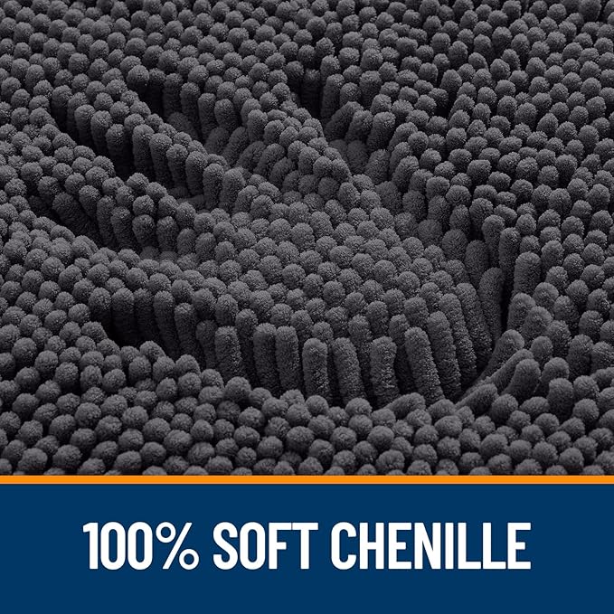OLANLY Bathroom Rugs Sets 3 Piece, Soft Absorbent Chenille Bath Mats and U-Shaped Contour Toilet Rug, Quick Dry, Home Decor Accessories, Bath Mat Set for Bathroom (47"x20"+24"x16"+24"x20", Dark Grey)