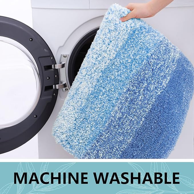 Arotive Microfiber Bathroom Rugs, Shaggy Soft and Absorbent Bath Rug, Non-Slip, Thick Plush Machine Washable Dry Bath Mats for Bathroom, Tub and Shower, 70x24, Light Royal Blue, Rectangular