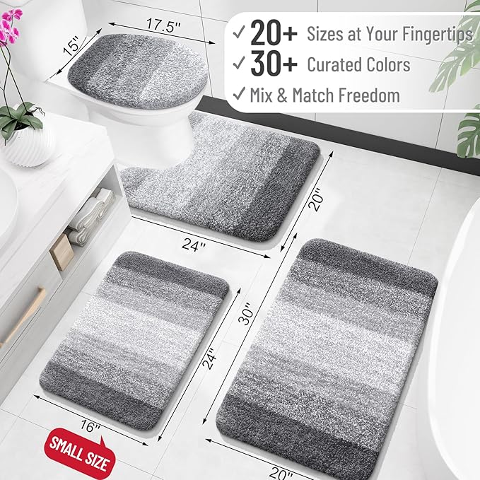OLANLY Bathroom Rugs Mat 44x32, Extra Soft Absorbent Microfiber Bath Rugs, Rubber Backing, Quick Dry, Machine Washable Bath Mats for Bathroom Floor, Tub and Shower, Home Decor Accessories, Grey