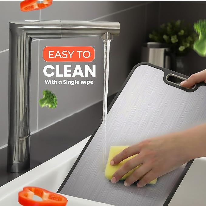 Titanium Cutting Board, New 2026-5-in-1 Pure Titanium & Wheat Straw PP Board with Knife Sharpener and 2 Fruit Peelers, Large 16 x 11 Inch