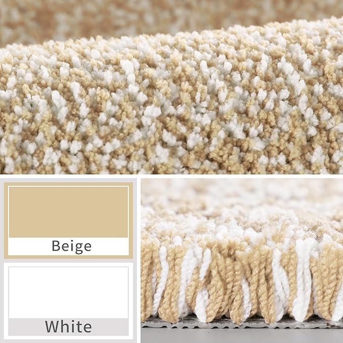 Yimobra Large Bathroom Rugs Non Slip Washable, Soft Absorbent Microfiber Bath Mat,Dual-Tone Decor Rug with Rubber Backing for Bathroom Floor,Tub and Shower,36x24,Home Essentials,Light Beige and White