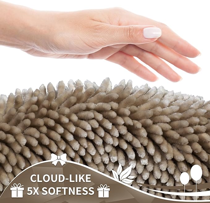 Yimobra Long Bathroom Rug Non Slip 44x24 Inch, Extra Thick Soft Absorbent Chenille Bath Mat, Machine Washable Quick Dry Bath Rugs for Bathroom Floor, Tub and Shower, Home Decor Accessories, Camel