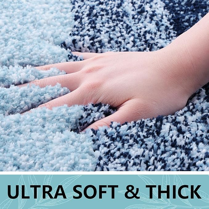 Arotive Microfiber Bathroom Rugs, Shaggy Soft and Absorbent Bath Rug, Non-Slip, Thick Plush Machine Washable Dry Bath Mats for Bathroom, Tub and Shower, 44x24, Dark Blue, Rectangular