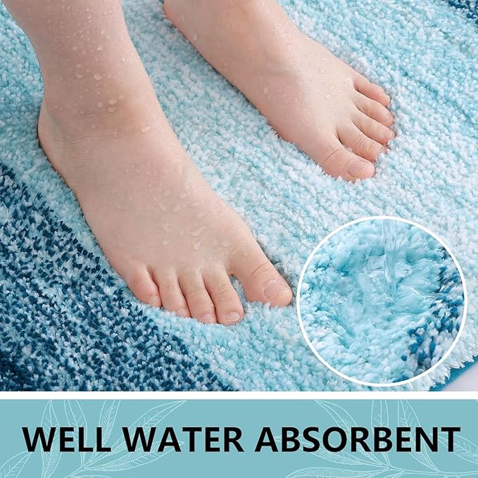 Arotive Microfiber Bathroom Rugs, Shaggy Soft and Absorbent Bath Rug, Non-Slip, Thick Plush Machine Washable Dry Bath Mats for Bathroom, Tub and Shower, 54x24, Peacock Blue, Rectangular