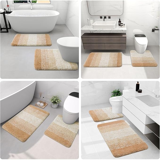Arotive Microfiber Bathroom Rugs, Shaggy Soft and Absorbent Bath Rug, Non-Slip, Thick Plush Machine Washable Dry Bath Mats for Bathroom, Tub and Shower, 30x20, Beige, Rectangular