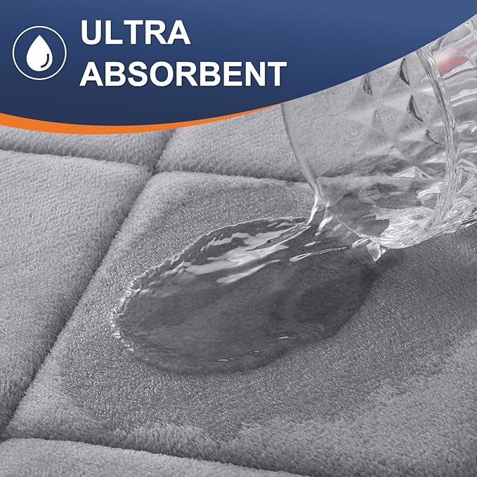 OLANLY Memory Foam Bath Mat 59x24, Ultra Soft and Absorbent Bathroom Rugs, Machine Washable, Comfortable Bath Carpet for Bathroom Floor, Tub and Shower, Medium Grey