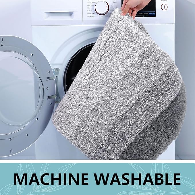 Arotive Microfiber Bathroom Rugs, Shaggy Soft and Absorbent Bath Rug, Non-Slip, Thick Plush Machine Washable Dry Bath Mats for Bathroom, Tub and Shower, 44x24, Grey, Rectangular
