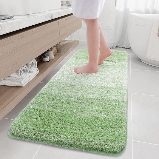 Arotive Microfiber Bathroom Rugs, Shaggy Soft and Absorbent Bath Rug, Non-Slip, Thick Plush Machine Washable Dry Bath Mats for Bathroom, Tub and Shower, 70x24, Sage Green, Rectangular