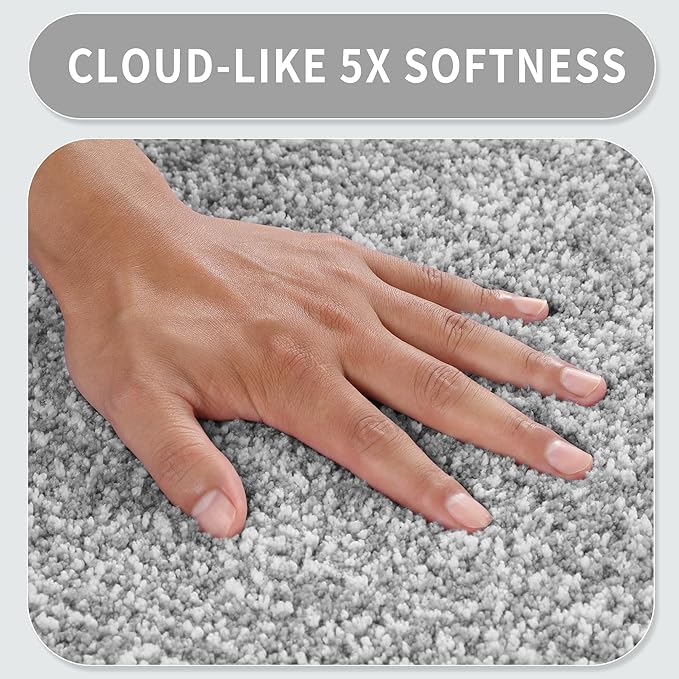 Yimobra Long Bathroom Rug Non Slip Washable, Soft Absorbent Microfiber Bath Mat, Dual-Tone Decor Rug with Rubber Backing for Bathroom Floor Tub and Shower,44x24,Home Essentials,Grey and White