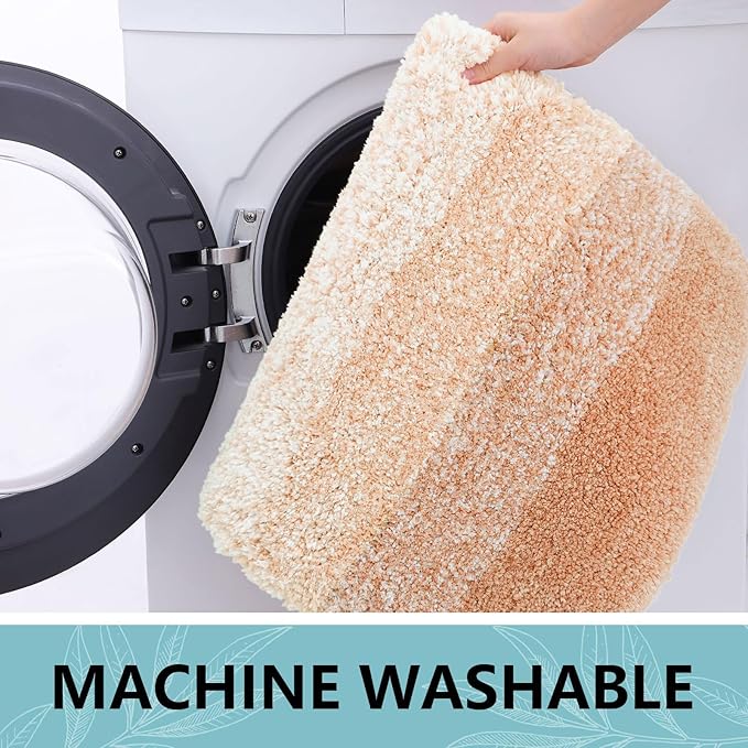 Arotive Microfiber Bathroom Rugs, Shaggy Soft and Absorbent Bath Rug, Non-Slip, Thick Plush Machine Washable Dry Bath Mats for Bathroom, Tub and Shower, 36x24, Peach, Rectangular