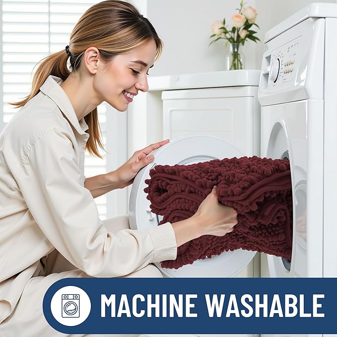 Smiry Bathroom Rugs Mat 36x24, Extra Soft Absorbent Chenille Bath Rugs, Non Slip Rubber Backing Machine Washable Quick Dry Bath Mats for Bathroom Floor, Tub, Shower, Home Accessories, Caramel Red