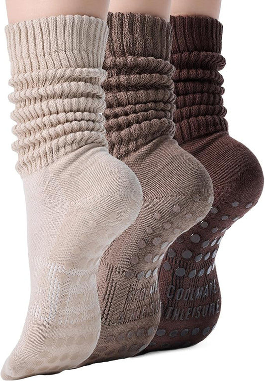 CoolMate Pilates Socks with Grips for Women, Yoga Socks, Crew Non Slip Women for Barre, Pilates Gifts
