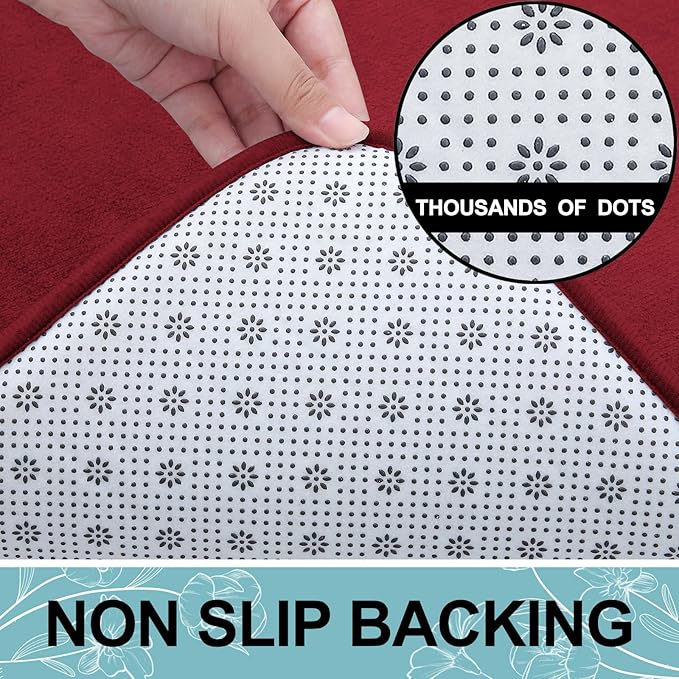 Smiry Memory Foam Bath Mat 36x24, Extra Soft and Absorbent Bathroom Mats, Non Slip Washable Carpet for Floor, Shower and Tub, Red