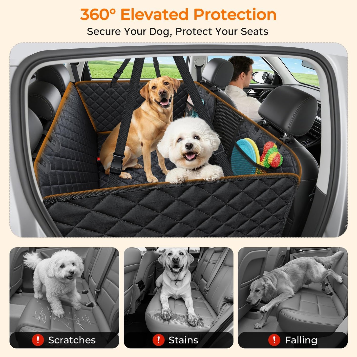 Dog Back Seat Extender – Hard Bottom Car Seat Bridge for Dogs