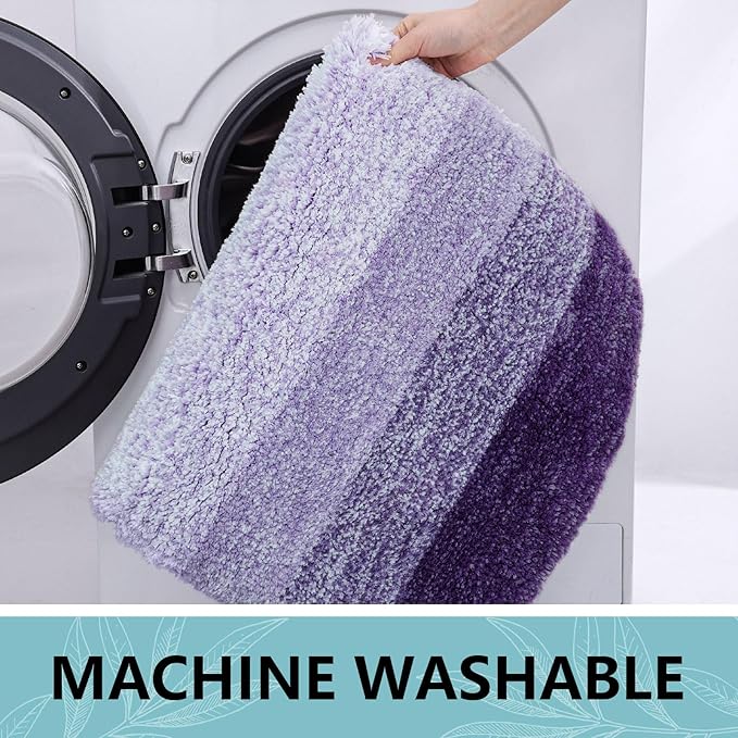 Arotive Microfiber Bathroom Rugs, Shaggy Soft and Absorbent Bath Rug, Non-Slip, Thick Plush Machine Washable Dry Bath Mats for Bathroom, Tub and Shower, 34x21, Dark Purple, Rectangular
