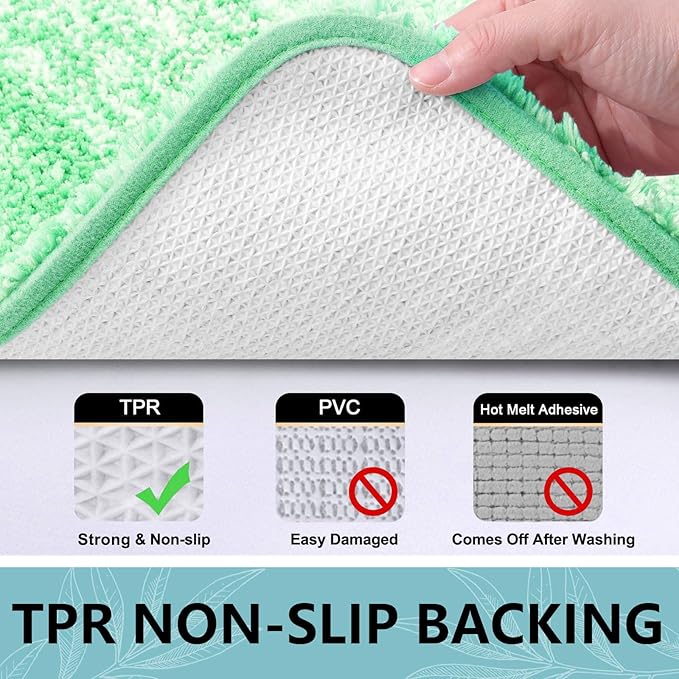 Arotive Microfiber Bathroom Rugs, Shaggy Soft and Absorbent Bath Rug, Non-Slip, Thick Plush Machine Washable Dry Bath Mats for Bathroom, Tub and Shower, 44x24, Green, Rectangular