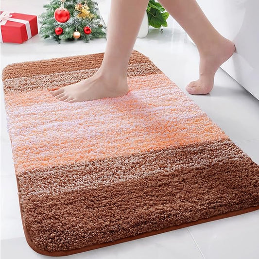 Arotive Microfiber Bathroom Rugs, Shaggy Soft and Absorbent Bath Rug, Non-Slip, Thick Plush Machine Washable Dry Bath Mats for Bathroom, Tub and Shower, 30x20, Orange, Rectangular