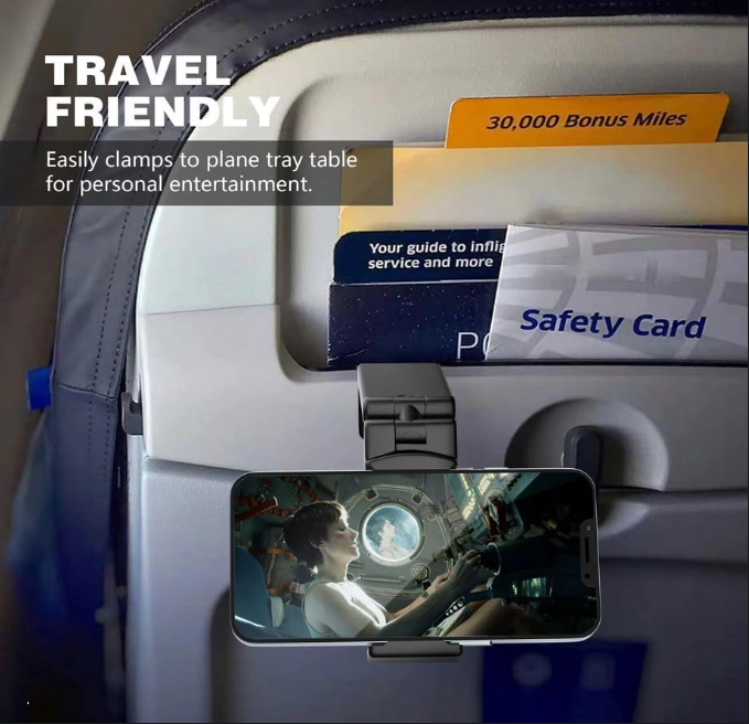 Universal Airplane Phone Holder Mount with 360° Rotation for Travel