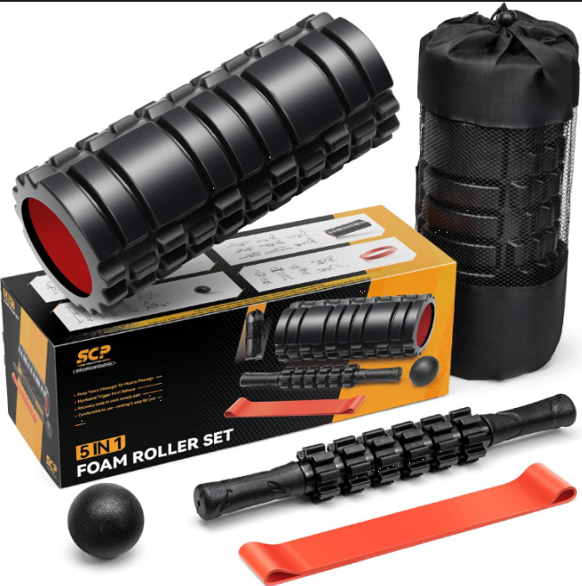 5-in-1 Foam Roller Recovery Set with Massage Stick, Ball & Resistance Band