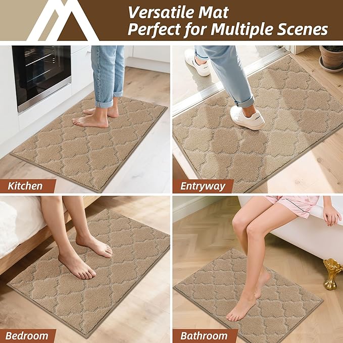 COSY HOMEER Kitchen Rugs 32"x48" Non-Slip Washable Kitchen Mats for Floor Absorbent Kitchen Carpet Soft Rugs for Kitchen,Sink Mat,Entrance,Area Rug,Beige