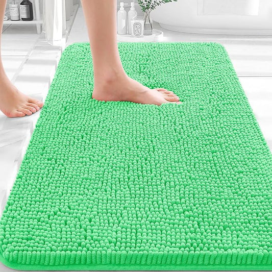 OLANLY Bathroom Rugs 30x20, Extra Soft Absorbent Chenille Bath Rugs, Rubber Backing Quick Dry, Machine Washable Bath Mats for Bathroom Floor, Tub and Shower, Home Decor Accessories, Mint Green