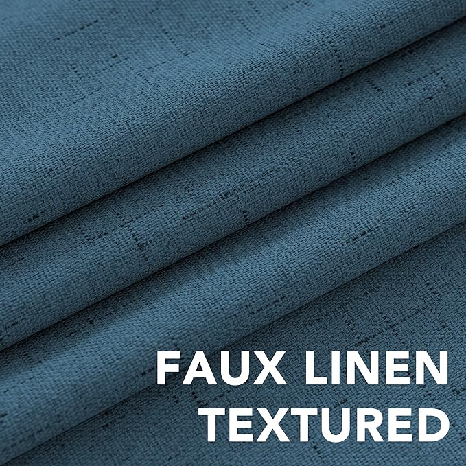 H.VERSAILTEX 100% Blackout Curtains for Bedroom Thermal Insulated Linen Textured Curtains Heat and Full Light Blocking Drapes Living Room Curtains 2 Panel Sets, Blue Sapphire, 52x72 Inch