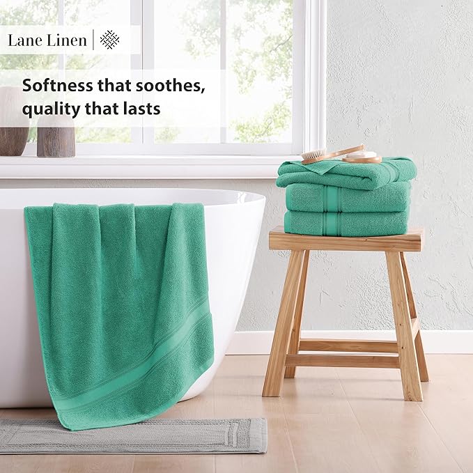 LANE LINEN Towels for Bathroom – 12 Pack, 100% Cotton, Zero Twist, 4 Bath, 4 Hand Towel & 4 Wash Cloths, Highly Absorbent, Luxury Hotel & Spa Quality, Machine Washable – Teal