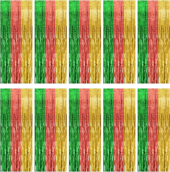 10 Pack Hawaii Backdrop Party Decorations Tinsel Curtain Summer Party Streamer Foil Fringe Birthday Decorations Photo Booth Vibrant Theme Christmas Beach Baby Shower Graduation Decor