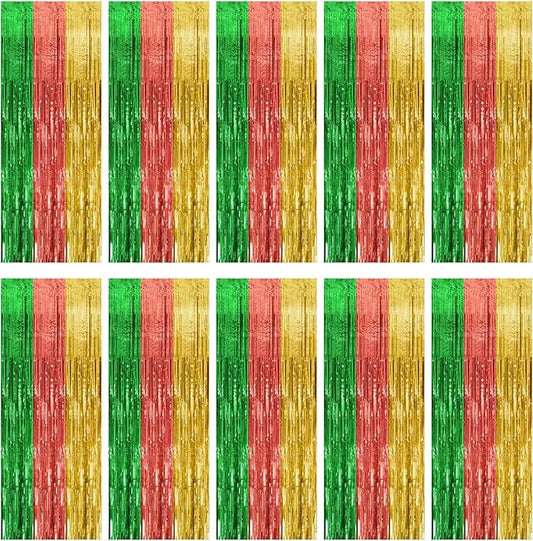 10 Pack Hawaii Backdrop Party Decorations Tinsel Curtain Summer Party Streamer Foil Fringe Birthday Decorations Photo Booth Vibrant Theme Christmas Beach Baby Shower Graduation Decor