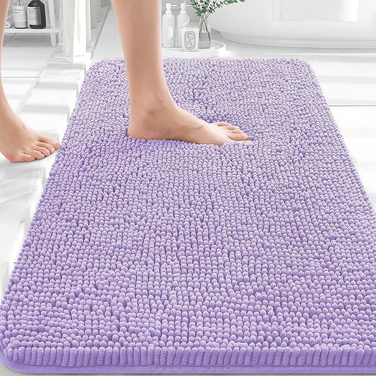 OLANLY Bathroom Rugs 36x24, Extra Soft Absorbent Chenille Bath Rugs, Rubber Backing Quick Dry, Machine Washable Bath Mats for Bathroom Floor, Tub and Shower, Home Decor Accessories, Lavender