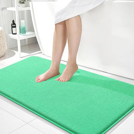 OLANLY Thick Memory Foam Bath Mat Rug 44x24, Extra Soft Absorbent Bathroom Rug, Quick Dry Bath Mats, Non-Slip, Machine Washable Carpet for Bathroom, Tub and Shower, Home Decor Accessories, Mint Green