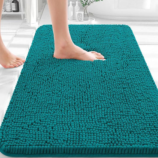 OLANLY Bathroom Rugs 30x20, Extra Soft Absorbent Chenille Bath Rugs, Rubber Backing Quick Dry, Machine Washable Bath Mats for Bathroom Floor, Tub and Shower, Home Decor Accessories, Deep Lake